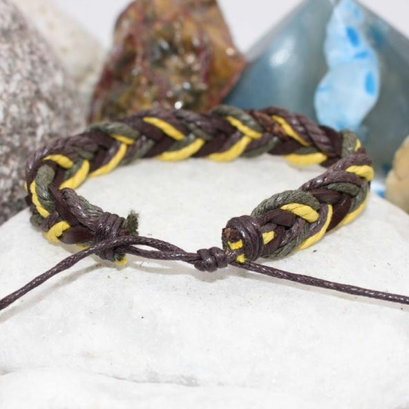 KARIŞIK RENK ÖRGÜ DERİ Erkek Bileklik ÖZEL TASARIM ERKEK - Unisex Bileklik - 2