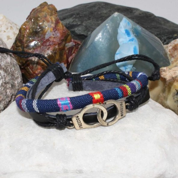 Kelepçe Figür Deri Örme Erkek Bileklik İşareti TASARIM Unisex Bileklik