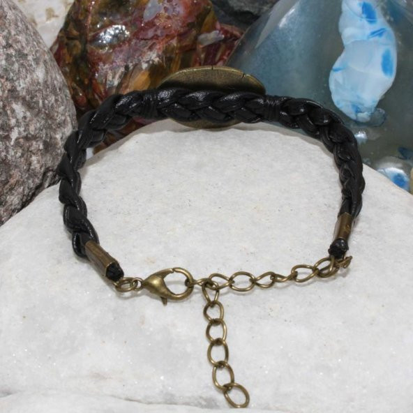 sk - Osmanlı Tuğralı Deri Örme Erkek Bileklik - Osmanlı Tuğra Bileklik TASARIM Unisex Deri Bileklik - 2