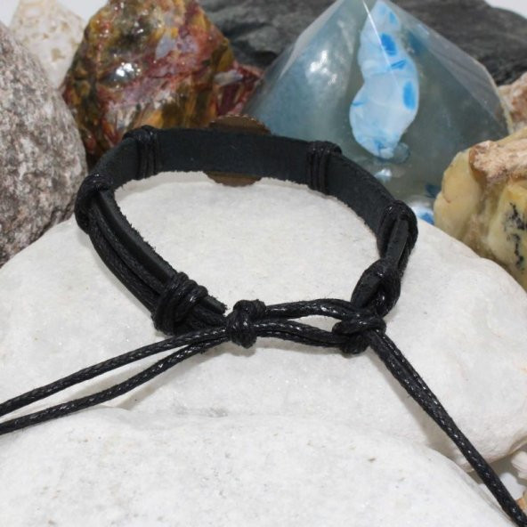 sk - Kayı Boyu Deri Örme Erkek Bileklik - İYİ Diriliş Bileklik TASARIM Unisex Deri Bileklik - 2