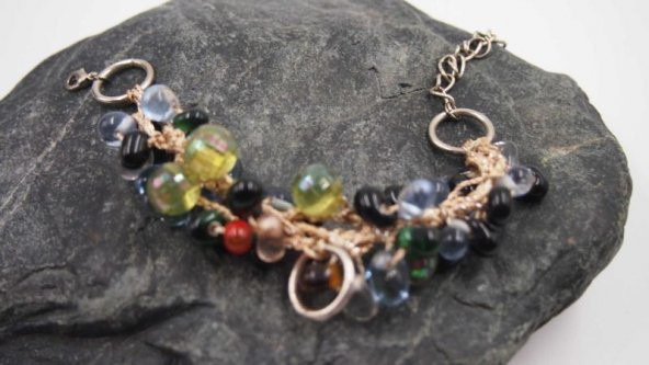 Sanat Taciri- Boncuklu Taşlı Bileklik - Otantik Bileklik