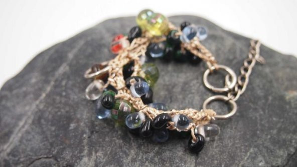 Sanat Taciri- Boncuklu Taşlı Bileklik - Otantik Bileklik - 2