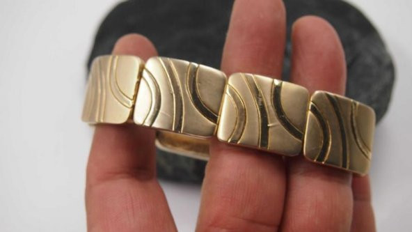 Sanat Taciri- Metal Bileklik - Altın Sarısı - Çanta Süsü - 2