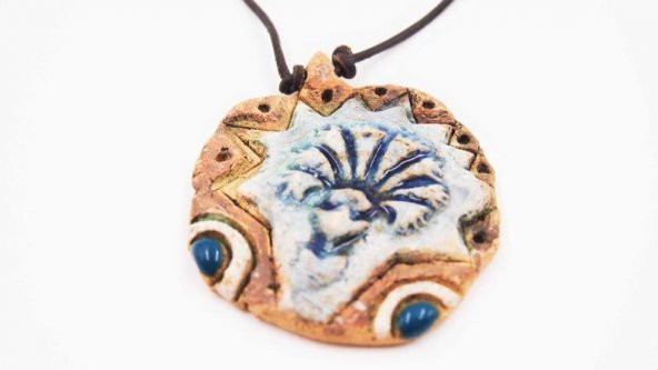 Sanat Taciri- Eskilerden Porselen Orjinal Büyük Kolye - Uzun Kolye - Takı