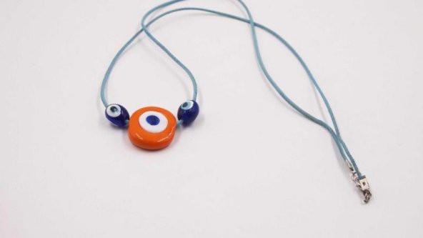 Sanat Taciri- El Yapımı El İş Eskilerden Cam Nazar Boncuklu Kolye - Bileklik - Takı Turuncu 12