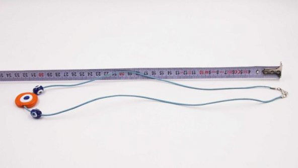 Sanat Taciri- El Yapımı El İş Eskilerden Cam Nazar Boncuklu Kolye - Bileklik - Takı Turuncu 12 - 2