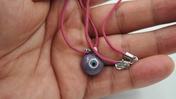 Sanat Taciri- El Yapımı El İş Eskilerden Cam Nazar Boncuklu Kolye - Bileklik - Takı Turuncu