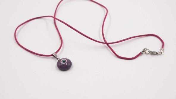 Sanat Taciri- El Yapımı El İş Eskilerden Cam Nazar Boncuklu Kolye - Bileklik - Takı Turuncu - 2