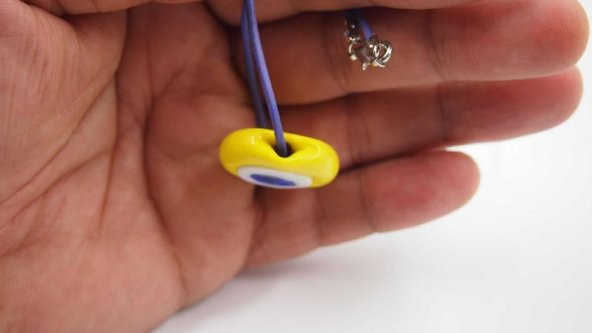 Sanat Taciri- El Yapımı El İş Eskilerden Cam Nazar Boncuklu Kolye - Bileklik - Takı sarı11 - 2