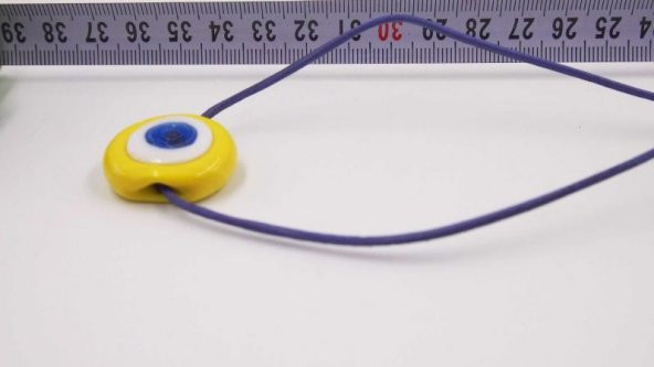 Sanat Taciri- El Yapımı El İş Eskilerden Cam Nazar Boncuklu Kolye - Bileklik - Takı sarı11 - 3