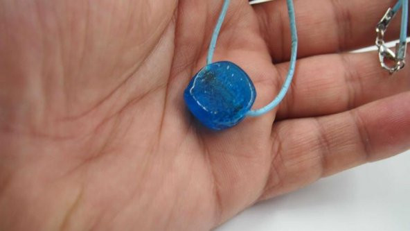 Sanat Taciri- El Yapımı El İş Eskilerden Cam Nazar Boncuklu Kolye - Bileklik - Takı sarı11 - 3