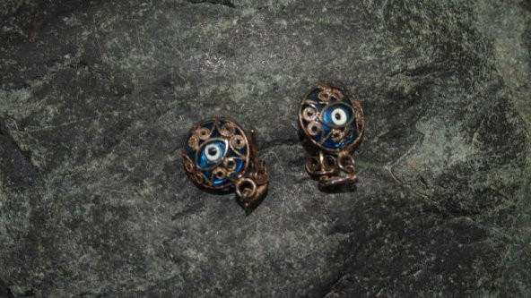 Sanat Taciri- Bakır Renkli Nazar Boncuklu Küpe - 2