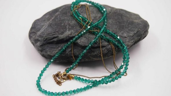 Sanat Taciri- Mavi Taşlı Zincirli Kolye - 2