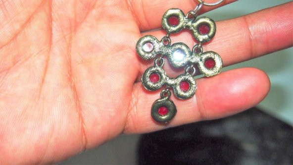 Sanat Taciri- metal Taşlı Bordo Şık Kolye - 4