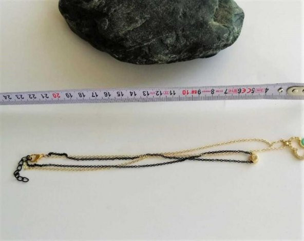 Sanat Taciri- Çift Zincirli Kalpli Nazar Boncuklu Kolye Bujiteri Takı - 2