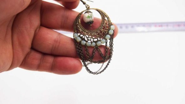 Sanat Taciri- Sıfır - Salkım Küpe - Taşlı Otantik Küpe - 3