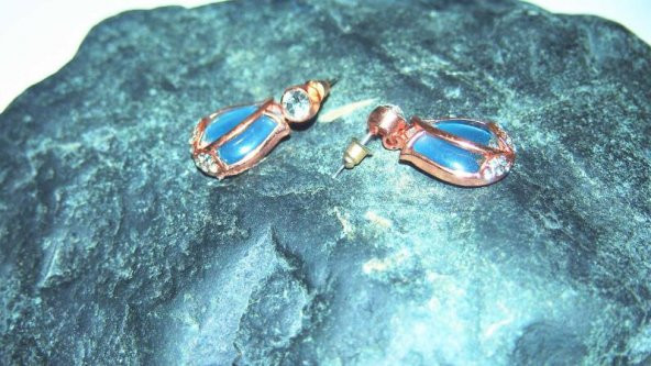 Sanat Taciri- Mavi Taşlı Küpe no 24 - 2