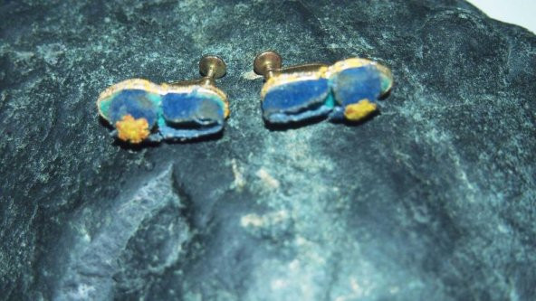 Sanat Taciri - Antika Sandalet Temalı Vidalı Küpe , Bez Küpe