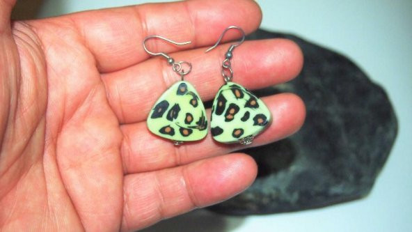 Sanat Taciri- Leopar Desenli Plastik Küpe - 2