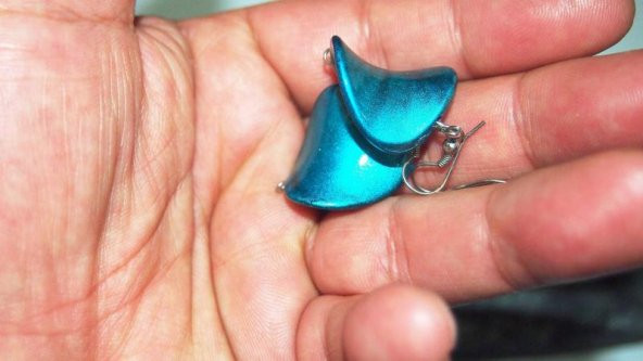 Sanat Taciri- Mavi Sert Plastik Küpe - 3