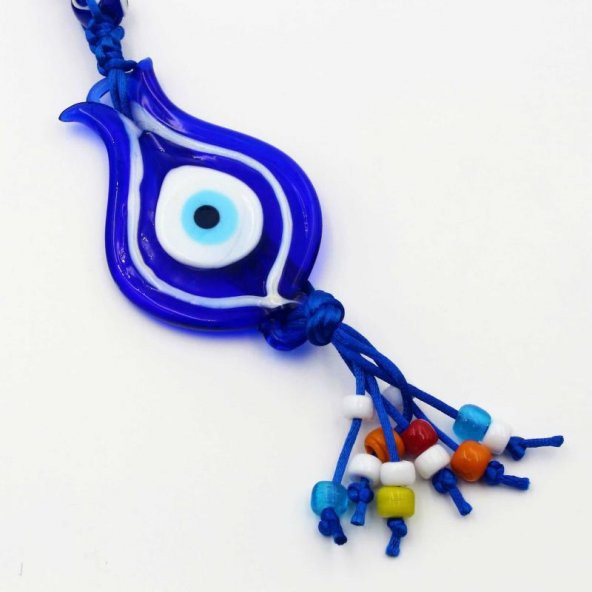 El Yapımı LALE Şeklinde Cam Nazar Boncuğu Kapı - Duvar Süsü Nazarlık - Duvara Asmalı Nazarlık No - 1 - 2