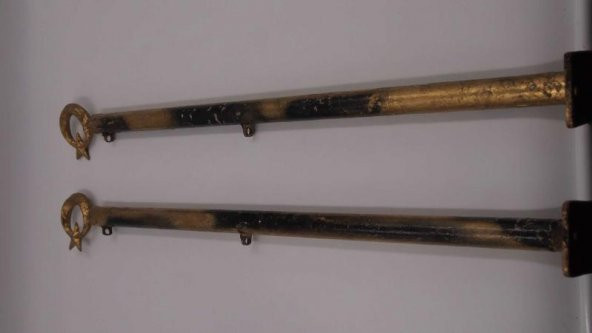 1 Adet Flama- Siyah Ay yıldız Başlıklı Koruma Demiri - Eskort Demir Türk Bayrağı - Resim 4