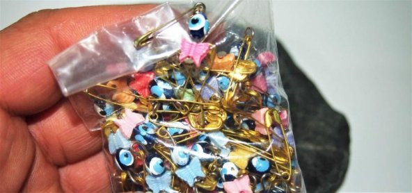 sk - 100 Adet - Kelebekli Çengelli İğne - Baby Shower - Kına - Nihah Malzemesi - Resim 2