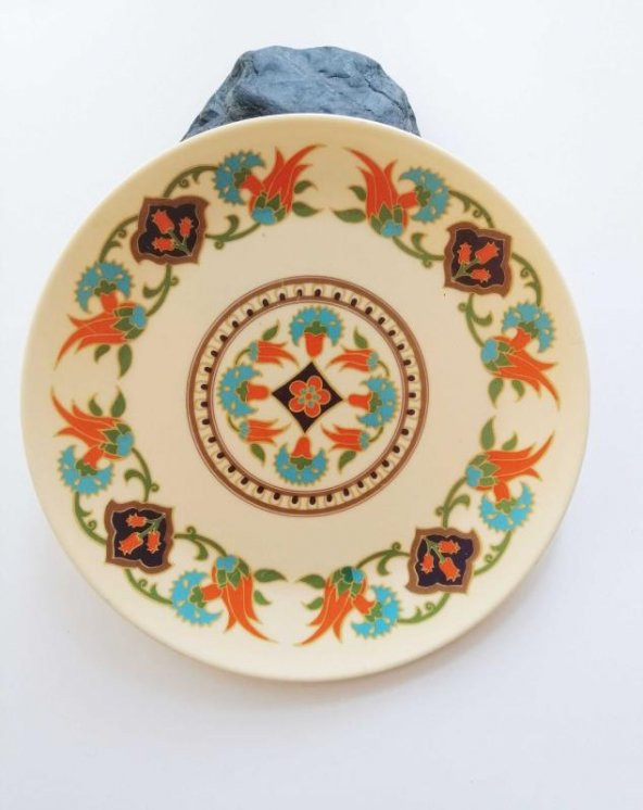 Sanat Taciri- 1 Adet Eskilerden NORMİN Marka Şık Desenli Melamin Tabak - Türk Malı