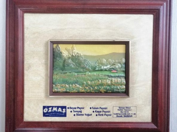 VİNTAGE AHŞAP RESİM ÇERÇEVESİ ÖZMAŞ ÜNALLAR SÜT ÜRÜNLERİ YAZILI ÇERÇEVE - 2