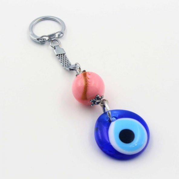 Pembe Toplu Nazar Boncuklu Cam SIFIR Anahtarlık  Hediye Paketinde Gönderilecektir ürün görseli