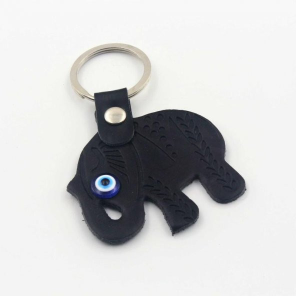 SİYAH FİL Nazar Boncuklu Deri SIFIR Anahtarlık  Hediye Paketinde Gönderilecektir ürün görseli