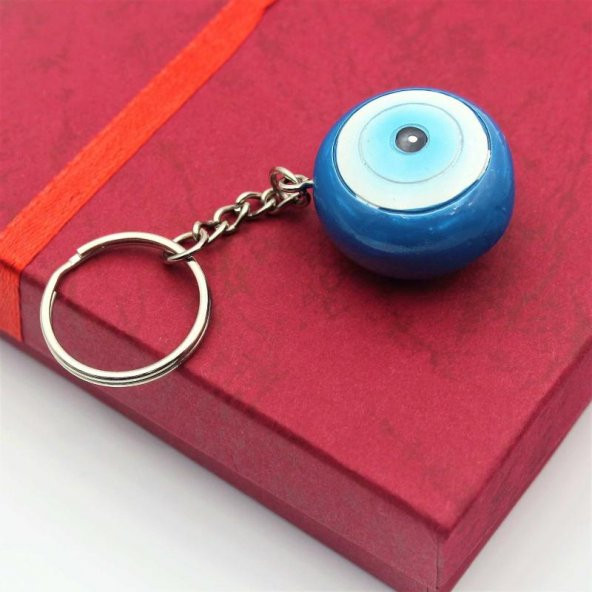 Nazar Boncuklu Yuvarlak SIFIR Anahtarlık  Hediye Paketinde Gönderilecektir - Resim 2