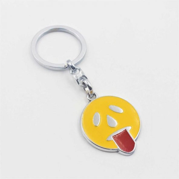 sk - SIFIR - Dil Çıkaran Gülen Yüz Metal Anahtarlık - Emoji Metal Anahtarlık ürün görseli