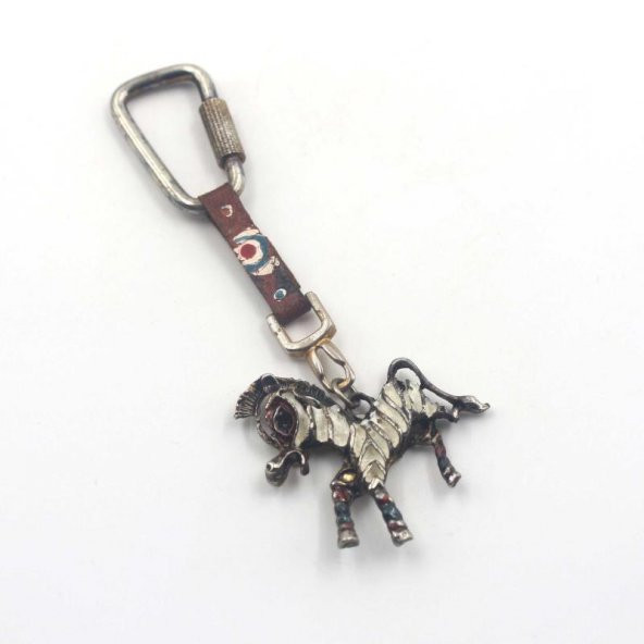 Nazar Boncuklu Antika Metal At Şeklinde Anahtarlık ürün görseli 1