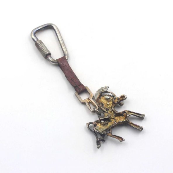 Nazar Boncuklu Antika Metal At Şeklinde Anahtarlık - Resim 2