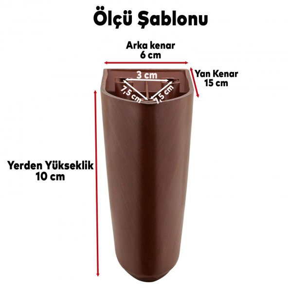 Lüks Mobilya Kanepe Sehpa TV Ünitesi Koltuk Ayağı 10 cm Kahverengi Ahşap Desenli Baza Ayak - 4