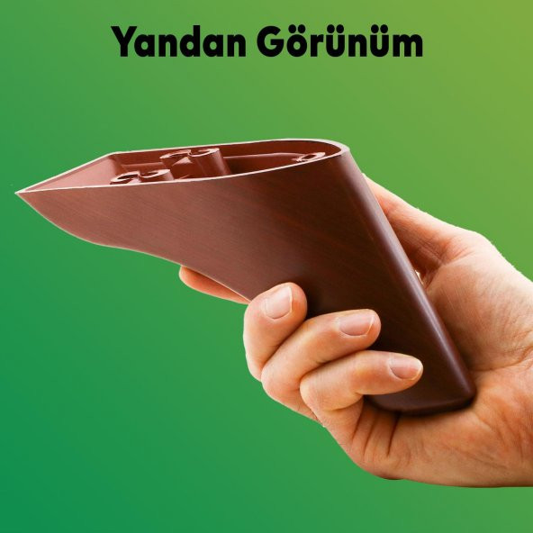 Lüks Mobilya Kanepe Sehpa TV Ünitesi Koltuk Ayağı 10 cm Kahverengi Ahşap Desenli Baza Ayak - 5