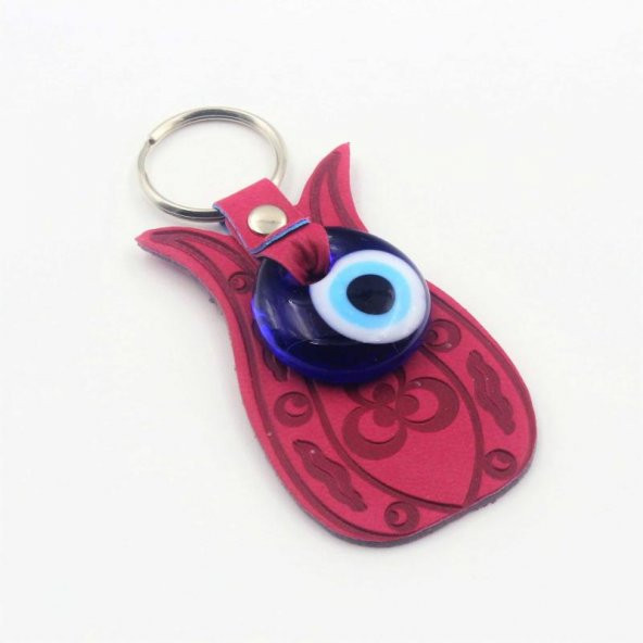 sk - Çingene Pembesi RENKLİ Lale Nazar Boncuklu Deri SIFIR Anahtarlık  Hediye Paketinde ürün görseli 1