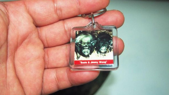 Sanat Taciri Antika Plastik Çift Taraflı Anahtarlık - Geyik ve Domuz Temalı Anahtarlık - Resim 3