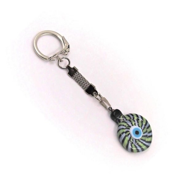 Sanat Taciri  Eskilerden Yuvarlak Cam Anahtarlık  Boncuk Anahtarlık  Renkli Nazarlık ürün görseli