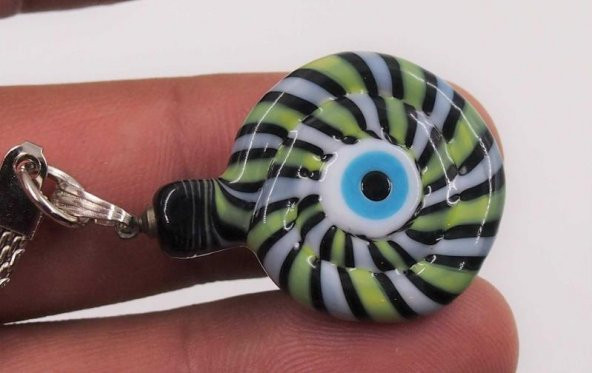 Sanat Taciri  Eskilerden Yuvarlak Cam Anahtarlık  Boncuk Anahtarlık  Renkli Nazarlık - Resim 3