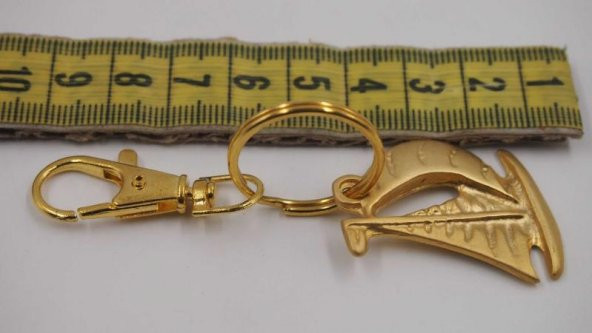 Sanat Taciri- Altın Sarısı Renkte Yelkenli Metal Anahtarlık - Resim 3