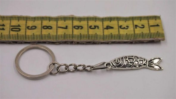 Sanat Taciri- Gümüş Renkte Balık Anahtarlık - Metal Anahtarlık - 2