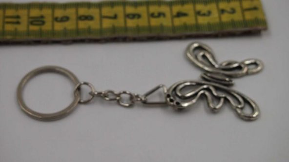 Sanat Taciri- Gümüş Renkte Kelebek Anahtarlık - Metal Anahtarlık - 2