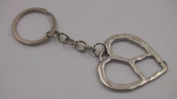 Sanat Taciri- Gümüş Renkte Kalp Anahtarlık - Metal Anahtarlık ürün görseli