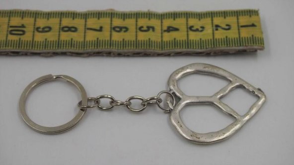 Sanat Taciri- Gümüş Renkte Kalp Anahtarlık - Metal Anahtarlık - Resim 2