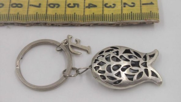 Sanat Taciri- Gümüş Renkte F Harfli Anahtarlık - Metal Anahtarlık - Resim 2