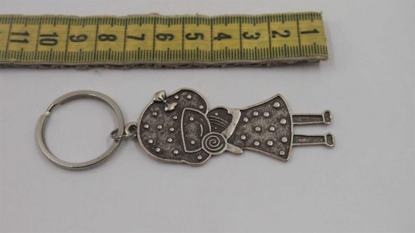 Sanat Taciri- Gümüş Renkte Şeker Kız Anahtarlık - Metal Anahtarlık - Resim 2