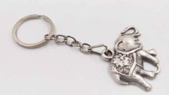 Sanat Taciri- Gümüş Renkte Fil Anahtarlık - Metal Anahtarlık ürün görseli 1