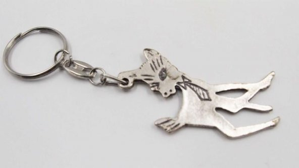 Sanat Taciri- Gümüş Renkte Hayvan Figürlü Anahtarlık - Metal Anahtarlık